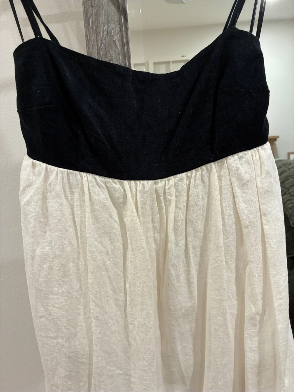 Abercrombie Two-Tone Black & Cream Maxi Dress with Spaghetti Straps